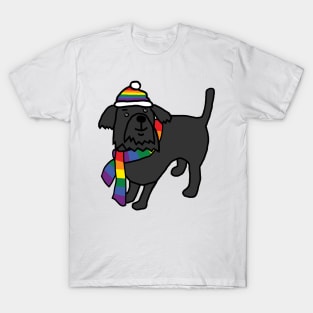 Cute Dog and Rainbow Pride Flag Hat and Scarf T-Shirt